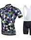 baratos Conjuntos de Roupa de Homem-21Grams Homens Mulheres Camisa com Bermuda Bretelle Manga Curta Ciclismo de Montanha Ciclismo de Estrada Verde Roxo Amarelo Losango Tamanho Grande Moto Calções Bibes Camisa / Roupas Para Esporte