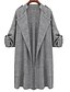 cheap Women&#039;s Trench Coats-Women&#039;s Daily Basic Plus Size Long Trench Coat, Solid Colored Collarless Long Sleeve Polyester Dark Gray