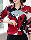 cheap Women&#039;s Blouses &amp; Shirts-Women&#039;s Color Block Print Shirt Chinoiserie Daily Work Shirt Collar Red