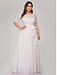 cheap Wedding Guest Dresses-A-Line Plus Size Wedding Guest Formal Evening Valentine&#039;s Day Dress Illusion Neck Half Sleeve Floor Length Nylon with Sash / Ribbon Lace Insert 2022