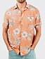 cheap Men&#039;s Shirts-Men&#039;s Daily Beach Basic Plus Size Hawaiian Shirt - Creamsicle Floral Print Orange / Short Sleeve