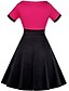 cheap Vintage Dresses-Women&#039;s Swing Dress Short Sleeve Polka Dot Vintage Cotton Black Red Fuchsia S M L XL XXL 3XL