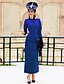 cheap Maxi Dresses-Women&#039;s Vintage Elegant Bodycon Sheath Dress - Solid Colored Black Blue, Backless Bow Pleated Black Blue S M L XL