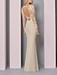 cheap Mother of the Bride Dresses-Sheath / Column Mother of the Bride Dress Wedding Guest Elegant See Through Jewel Neck Floor Length Chiffon Lace Long Sleeve with Appliques 2024
