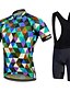 billige Klærsett for menn-21Grams Herre Dame Sykkeljersey med bib-shorts Kortermet Fjellsykling Veisykling Grønn Lilla Gul Argylemønster Store størrelser Sykkel Sykkelshorts Med Seler Jersey Tights med seler Lycra Polyester