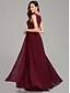 cheap Prom Dresses-A-Line Empire Wedding Guest Prom Valentine&#039;s Day Dress Jewel Neck Sleeveless Floor Length Chiffon Lace with Overskirt Lace Insert 2021