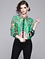 billige Bluser og skjorter til kvinner-Skjortekrage Skjorte Dame - Ruter, Trykt mønster Elegant / Vintage Grønn