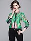 billige Bluser og skjorter til kvinner-Skjortekrage Skjorte Dame - Ruter, Trykt mønster Elegant / Vintage Grønn