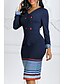 cheap Casual Dresses-Women&#039;s Bodycon Dress Stripe Fashion V Neck Spring Purple Blue S M L XL