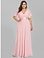ieftine Rochii Nuntă-rochie empire toamna pentru invitat de nunta rochie rosie verde rochie de seara formala marime plus cu decolteu in V cu maneca scurta sifon cu pliuri 2024
