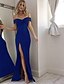 cheap Prom Dresses-Sheath / Column Off Shoulder Floor Length Jersey Open Back Formal Evening Dress with Split Front 2020