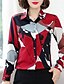 cheap Women&#039;s Blouses &amp; Shirts-Women&#039;s Color Block Print Shirt Chinoiserie Daily Work Shirt Collar Red