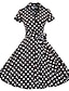 preiswerte Historische &amp; Vintage-Kostüme-Audrey Hepburn Tupfen Retro Vintage 50er Kleid Ballkleid Damen Kostüm Schwarz / Rot / Braun Vintage Cosplay Halbe Ärmel Knie-Länge