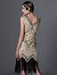 cheap Great Gatsby-Roaring 20s 1920s Roaring Twenties Cocktail Dress Vintage Dress Flapper Dress Dress Halloween Costumes Prom Dresses Knee Length The Great Gatsby Charleston Women&#039;s Sequins Lace Patchwork Wedding