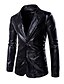 baratos Trench coat masculino-Homens Ternos / Conjuntos Lapela Chanfrada Poliéster Dourado / Preto / Prata