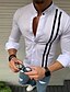 hesapli Gömlekler-Erkek Gömlek Çizgili Dik Yaka Günlük Giyim Kısa Kollu Üstler Beyaz Siyah Gri