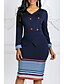 cheap Casual Dresses-Women&#039;s Bodycon Dress Stripe Fashion V Neck Spring Purple Blue S M L XL