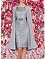 abordables robe soirée-Robe Longueur Genou Femme Robe deux pièces Manches 3/4 Printemps été - chaud Elégant Jacquard Floral Col Rond 2022 Vin Bleu de minuit Gris M L XL XXL 3XL