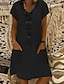 זול שמלות פשוטות-בגדי ריקוד נשים כותנה שמלת קז&#039;ואל שמלת שיפט צווארון V שמלת מידי בסיסי יומי חופשה שרוולים קצרים קיץ אביב