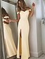 cheap Prom Dresses-Sheath / Column Off Shoulder Floor Length Jersey Open Back Formal Evening Dress with Split Front 2020