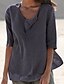 cheap Women&#039;s Blouses &amp; Shirts-Women&#039;s Solid Colored Shirt Basic Casual V Neck Dark Gray / Navy Blue / Gray / Light Blue