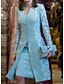 cheap Romantic Lace Dresses-Women&#039;s Two Piece Dress Knee Length Dress Long Sleeve Solid Color Paisley Formal Style Lace Button Fall Spring Hot Elegant For Mother / Mom 2021 Light Blue S XXL