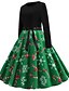 cheap Vintage Dresses-Women&#039;s A-Line Dress Long Sleeve Abstract Patchwork Print Vintage Green S M L XL XXL