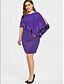 cheap Women&#039;s Dresses-Women&#039;s Plus Size Wine Purple Dress Basic T Shirt Solid Colored Sequins Patchwork S M Loose