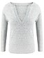 preiswerte Pullover &amp; Strickjacken-Damen Solide Pullover Langarm Pullover Cardigans V-Ausschnitt Herbst Grau