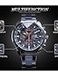 お買い得  機械式腕時計-FORSINING 男性用 機械式時計 ドレスウォッチ 大きめ文字盤 防水 2タイムゾーン 日にち ステンレス 腕時計
