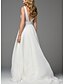 cheap Wedding Dresses-A-Line Wedding Dresses V Neck Sweep / Brush Train Chiffon Regular Straps Simple Casual Backless with Draping 2022
