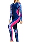 cheap Rash Guards-SBART Women&#039;s Rash Guard Dive Skin Suit UV Sun Protection UPF50+ Breathable Full Body Swimsuit Front Zip Swimming Diving Surfing Snorkeling Leaves Print Spring, Fall, Winter, Summer / Stretchy