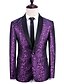 cheap Men&#039;s Trench Coat-Men&#039;s V Neck Blazer Floral Purple US32 / UK32 / EU40 / US34 / UK34 / EU42 / US36 / UK36 / EU44