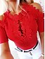 cheap Women&#039;s Blouses &amp; Shirts-Women&#039;s Lace Shirt Shirt Blouse Plain Solid Colored White Red Lace Short Sleeve Casual Basic Round Neck Regular Fit Cold Shoulder