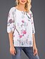 billige T-skjorter til kvinner-Løse skuldre Store størrelser T-skjorte Dame - Blomstret, Trykt mønster Gatemote Ut på byen Rosa