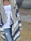 baratos Suéteres de Mulher-Mulheres Abstrato Carregam Manga Longa Oversized Casacos de malha Assimétrico Primavera Outono Arco-íris