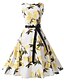 cheap Vintage Dresses-Women&#039;s Vintage Slim A Line Dress - Polka Dot Floral Print Yellow Green White S M L XL