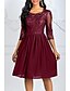 cheap Romantic Lace Dresses-Women&#039;s A-Line Dress Knee Length Dress 3/4 Length Sleeve Floral Lace Hot Blue Wine Gray S M L XL XXL