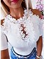 cheap Women&#039;s Blouses &amp; Shirts-Women&#039;s Lace Shirt Shirt Blouse Plain Solid Colored White Red Lace Short Sleeve Casual Basic Round Neck Regular Fit Cold Shoulder