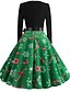 cheap Vintage Dresses-Women&#039;s A-Line Dress Long Sleeve Abstract Patchwork Print Vintage Green S M L XL XXL