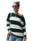 cheap Sweaters-Women&#039;s Striped Pullover Long Sleeve Sweater Cardigans One Shoulder Fall Yellow Khaki Green