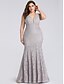 cheap Prom Dresses-Mermaid / Trumpet Elegant See Through Formal Evening Dress Illusion Neck Y Neck Sleeveless Sweep / Brush Train Lace with Lace Insert 2021