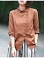 billige Bluser og trøjer til kvinder-Dame - Ensfarvet Skjorte Lysebrun