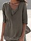 abordables Blusas y camisas de mujer-Mujer Un Color Camisa Básico Casual Escote en Pico Gris Oscuro / Azul Marino / Gris / Azul claro