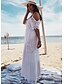 cheap Maxi Dresses-Women&#039;s Shift Dress Maxi long Dress - Short Sleeve Solid Colored White One-Size