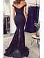 cheap Special Occasion Dresses-Mermaid / Trumpet Evening Gown Sexy Dress Engagement Formal Evening Sweep / Brush Train Short Sleeve Off Shoulder Chiffon with Lace Insert Appliques 2024