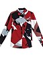 cheap Women&#039;s Blouses &amp; Shirts-Women&#039;s Color Block Print Shirt Chinoiserie Daily Work Shirt Collar Red