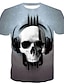 cheap Men&#039;s Graphic Tshirt-Men&#039;s T-shirt Graphic Skull Tops Round Neck Gray