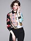 cheap Women&#039;s Blouses &amp; Shirts-Women&#039;s Geometric Patchwork Print Shirt Elegant Daily Casual Shirt Collar Gray