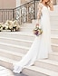 cheap Wedding Dresses-Beach Wedding Dresses A-Line V Neck Long Sleeve Court Train Chiffon Bridal Gowns With Lace Insert 2024